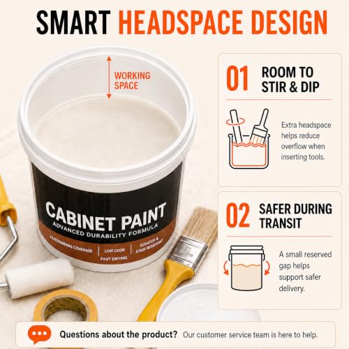 DWIL Cabinet Paint, Water Based Kitchen Cabinet Paint, Furniture Paint, Wood Paint, Low Odor, Fast Drying, Semi-Gloss, 16oz Vanilla White - color: Vanilla White, size: 16 Fl Oz (Pack of 1)