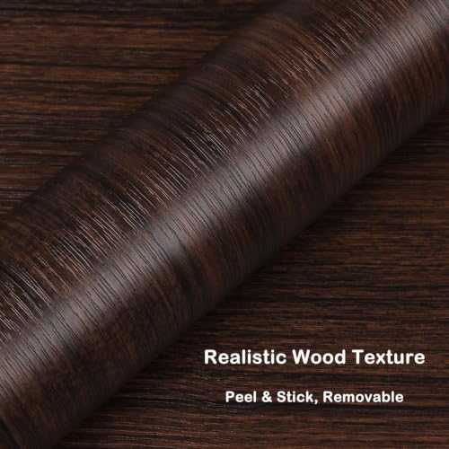 ICOOP Dark Espresso Wood Grain Peel and Stick Contact Paper 32"×120" - color: Dark Wood, size: 32" x 120"