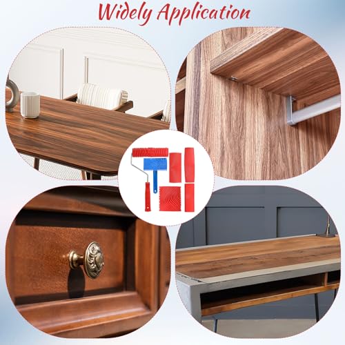 6 PCS Wood Grain Tool, 7 Inch Wood Grain Painting Tool with Handle DIY
