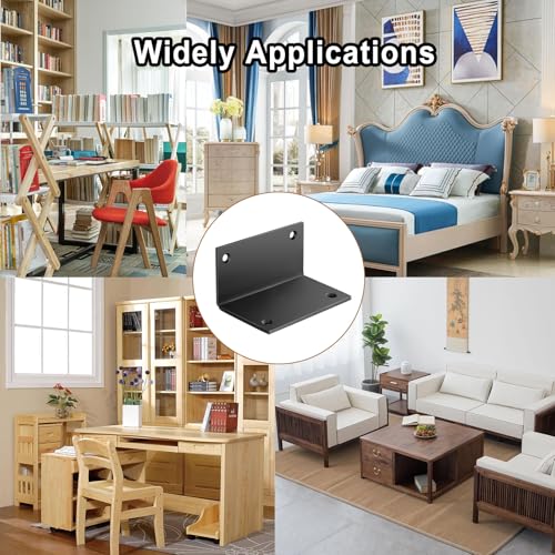 8 PCS Iron 2.76 Inch L Right Angle Bracket with Screws, 2.76" x 1.57" x 1.57" Metal Joint Bracket 90 Degree Corner Brace for Wood Bookshelf Furniture Cabinet, Thickness 3 mm Heavy Duty Black Brackets - size: 2.76" x 1.57" x 1.57" - 8pcs - Black