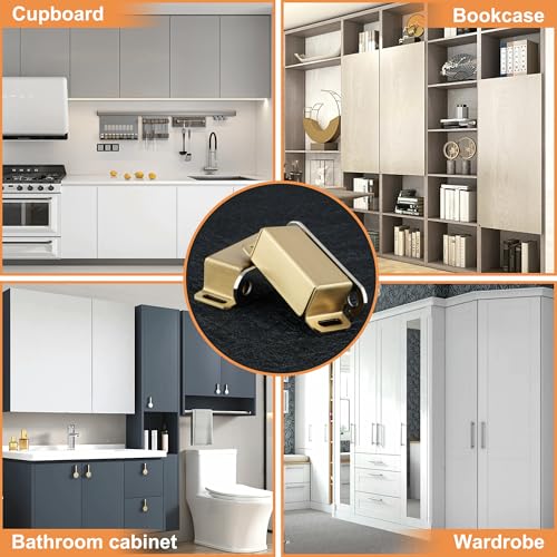 Alise Magnetic Cabinet Latch Cabinet Door Catch Clasps Gold,4 Pcs - color: Gold, size: 1-Small Size