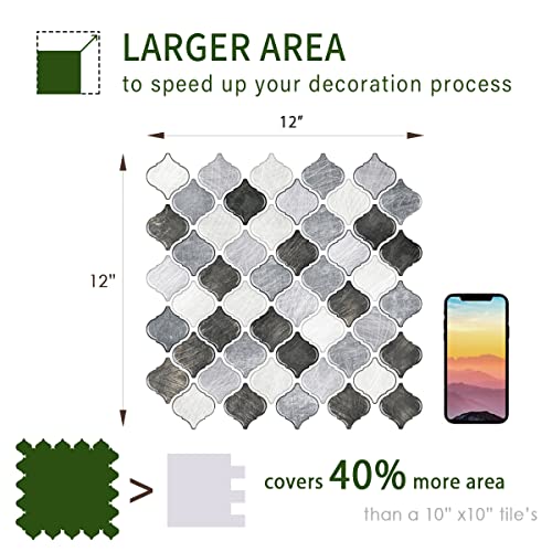 STICKGOO Arabesque Peel and Stick Backsplash Tile for Kitchen, Gray - color: Grey