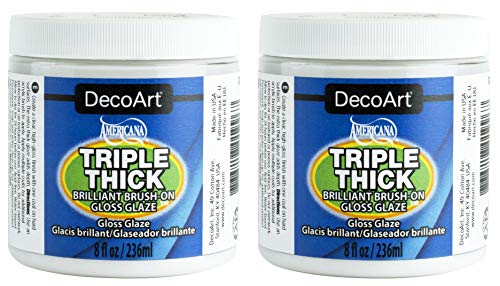 2-Pack Bundle - DecoArt Triple Thick Gloss Glaze (Jar) - 8-Ounces Each
