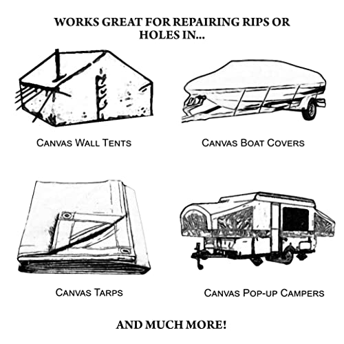 TrailMax Outdoor Canvas Patch Kit to Repair Pop-Up Campers, Canvas Tents, Boat Covers, Tarps - size: 25 sf Canvas, 16 oz Tear Mender