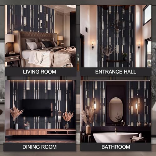 Geelin 4 Pack 3D Wall Panels Peel and Stick Fluted, Gray, Silver - color: Gray, Silver