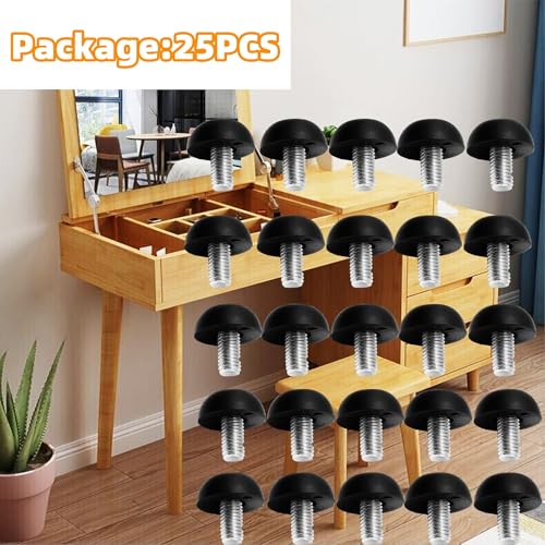 25Pcs 8mm x 1.25 M8 Adjustable Furniture Legs Feet, Stainless Steel Table Levelers Outdoor Screw in Leveling Feet for Patio Table, Chairs, Cabinet Desk and Stool - size: 25PCS