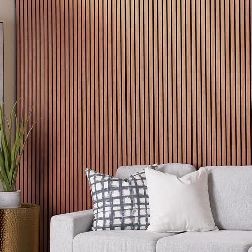 ZETY HOME Acoustic Wood Wall Panels, Slat 4-Pack, 94.5 in, Cherry - color: Oak Cherry