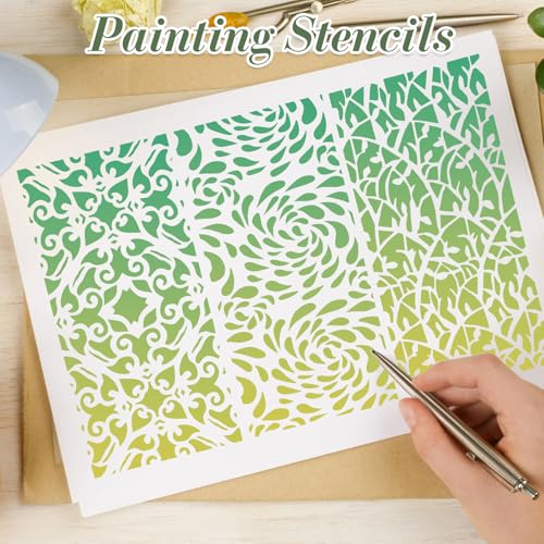 Geometric Texture Stencils for Crafts Reusable 18Pcs Stencils(7.8X4 Inch) - color: Texture 5