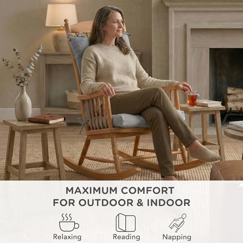 Codi Rocking Chair Cushions, Water-Resistant, Grey 2 Pack - color: Grey, size: 18"x18"/18"x22" - Standard 2PK