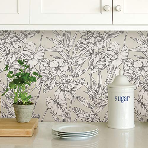 NuWallpaper Grey Cayman Peel and Stick Wallpaper, Neutral, Removable Wallpaper, Renter-Friendly, 20.5 in x 18 ft