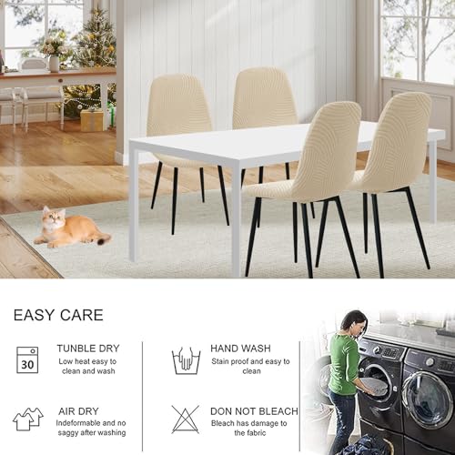 HAOYONG Modern Dining Chair Covers Printed Shell Chair Cover Lounge Armless Chair Cover Stretchable Slipcovers for Kitchen, Office, Dining Room and Living Room(Set of 2) - color: Beige, size: 2 PCS