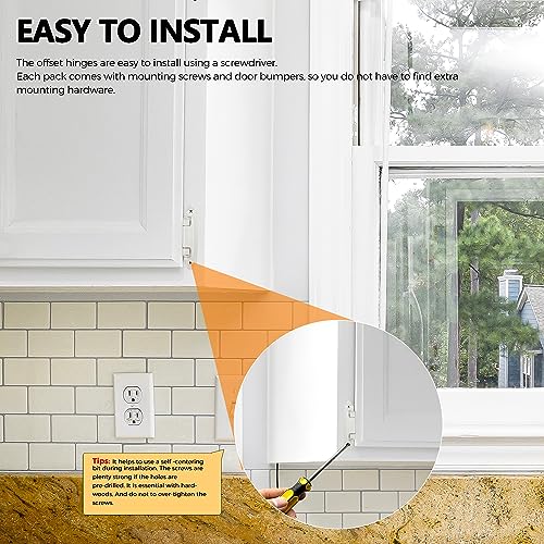 Ravinte 3/8" Inset White Cabinet Hinges 60 Pack (30 Pairs) - color: White