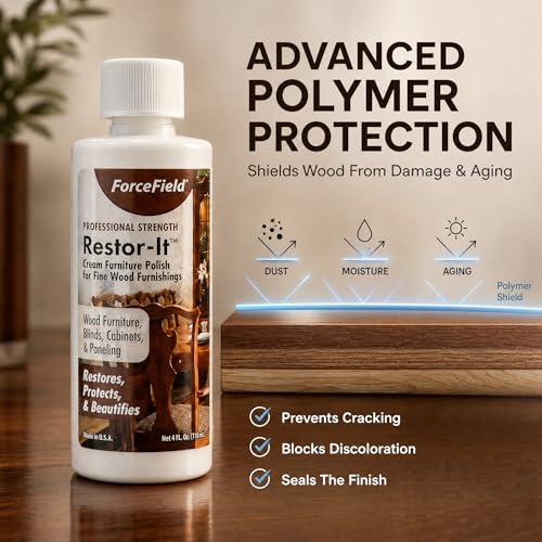 ForceField® Restor-It Furniture Polish and Conditioner for Fine Wood - Restores Oils & High-Gloss Luster, Removes Dust, Dirt & Allergens, No Waxy Buildup - 4 oz - size: 4 Fl Oz (Pack of 1)