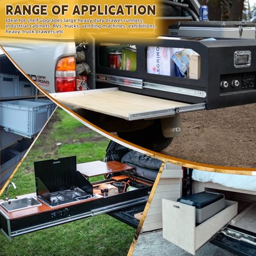 500 Lbs Heavy Duty Drawer Slides 12 14 16 18 20 22 24 26 28 30 32 34 36 38 40 56 60 Inch Side Mount Rails Full Extension Ball Bearing Industrial Rail Tool Box Runner -with 24 pcs M6 Screws - size: 22 Inch, style: 500LB/W:76mm(NO Lock)
