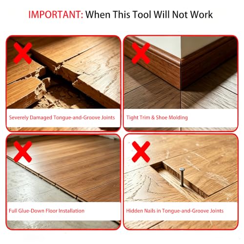 Floor Gap Fixer Tool Kit, 6-Piece All-in-One Flooring Repair Kit with Suction Cup, Mallet, 6 Reusable Adhesive Pads, Scraper, Towel, Gloves for Vinyl, Laminate, Wood, Tile, LVT, LVP Dual Head