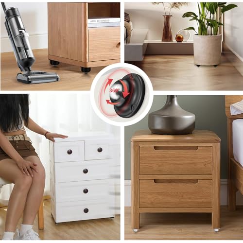 Dear Self Adhesive Caster Wheels for Furniture, Storage Box, Trash Can - Stainless Steel Universal Pulley 360 Degree Rotating Swivel Wheels - 1 Inch Low Profile - Black - 4 Pack - style: Black【1 inch】
