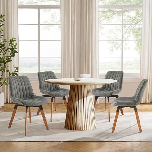 Art Leon Mid Century Upholstered Swivel Fabric Dining Chairs Set of 2 Gray - color: Dark Gray, size: Set of 2-Fabric