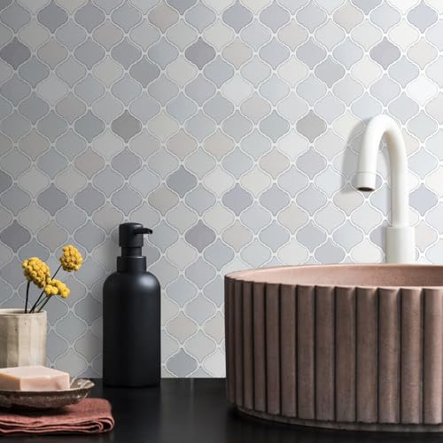 STICKGOO Arabesque Peel and Stick Backsplash Tile for Kitchen, Light Tones - color: Light Tones