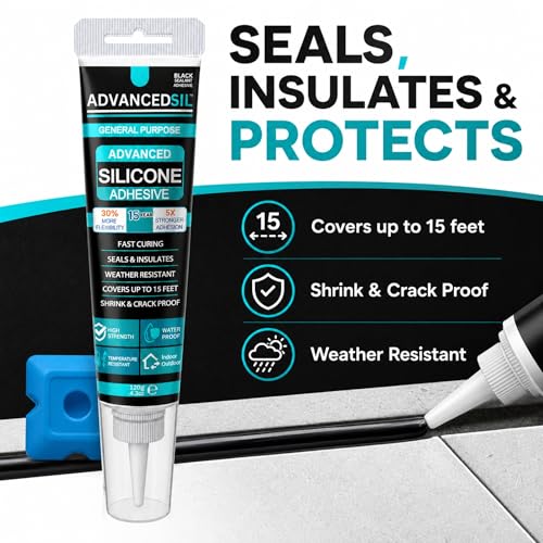 Black Silicone Sealant & Caulk Tube with Finishing Tool – Weatherproof, Flexible, Strong Adhesion for Bathroom, Roof, Window, and Automotive Sealing - color: JET BLACK