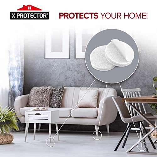 Felt Furniture Pads X-Protector - 48 PCS 1" - Premium Felt Pads (White) - size: 48 PCS 1" White, Round
