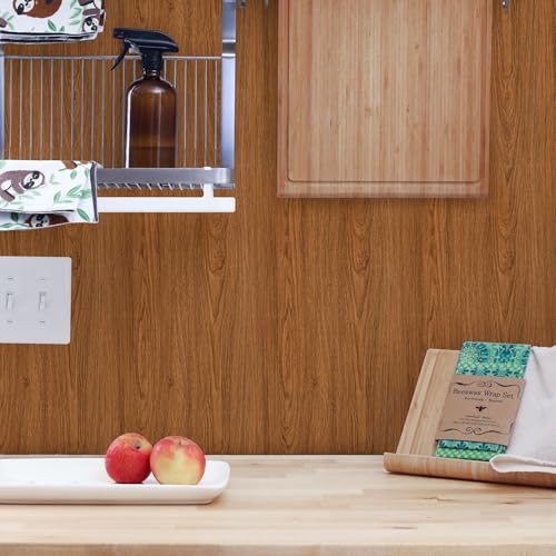 Wood Walnut Contact Paper Peel and Stick Brown Wooden Grain Vinyl Wrap - color: Nut-brown, size: 11.8" x 78.2"