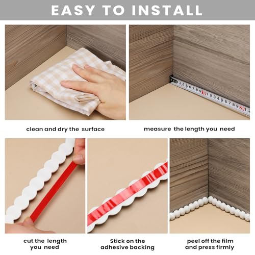 Leinuosen Flexible Bead Molding Trim Peel and Stick White 10ft /20 mm - color: White, size: 10ft /20 mm