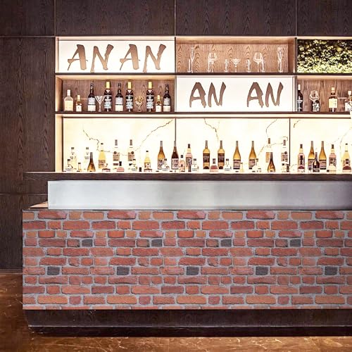 Abyssaly Red Brick Wrapping Paper Contact Paper Peel and Stick Wallpaper - color: Light Red, size: 17.7" x 118"