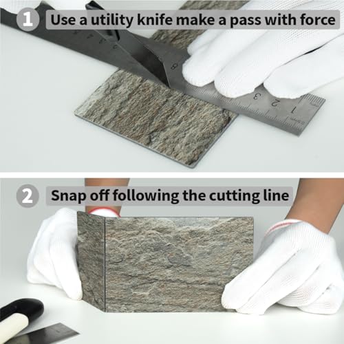AULIGET 100-Piece Faux Stone Peel and Stick Backsplash Wall Tiles, 3" x 6" Apache Brown Rock PVC Stick on Tile for Backsplash Kitchen, Bathroom, Laundry Room, Camper, Fireplace - color: Apache Brown Rock