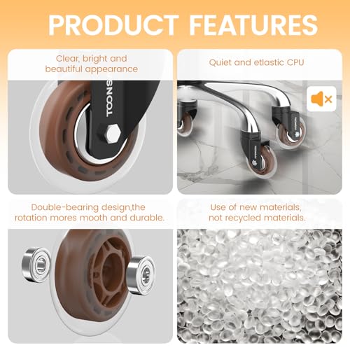Upgraded,3 Inch Office Desk Chair Caster Wheels Replacement, Stem 7/16-7/8 - color: black & brown- 3 inch plus