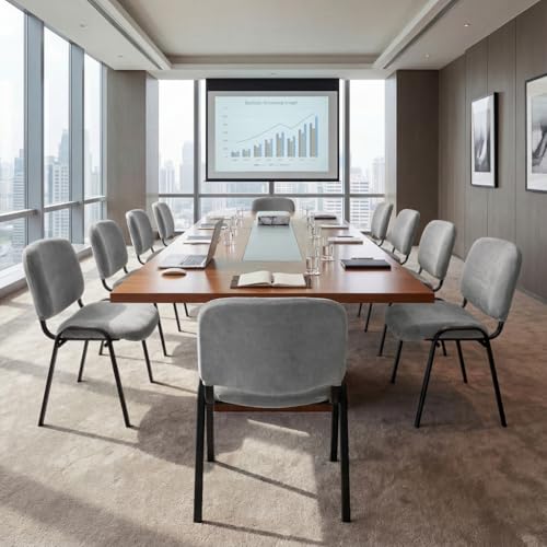 Deisy Dee Stretch Velvet Slipcover for Stacking Chairs - Universal Fit for Office, Conference, Waiting Room & Guest Chairs (Back & Seat Covers) (Dark Grey) - color: Dark Grey