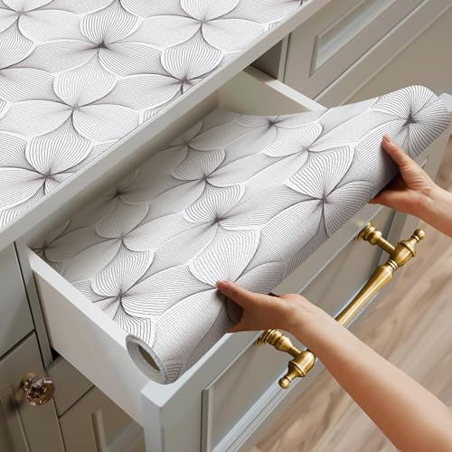 Quttisay No Adhesive Shelf Liners for Cabinets Drawer Liner 15.7in x 10ft - color: Purple Flower, size: 15.7"W x 118.1"L