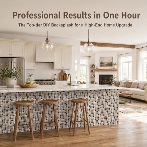 3D Mosaic Peel and Stick DIY Backsplash Tiles (24, Earthtone Brown) - color: Earthtone Brown