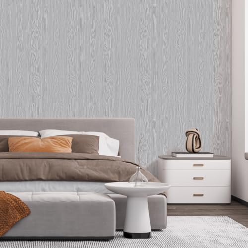SOON AFTER Grey Wood Peel and Stick Wallpaper, Size 23.6"x236"/Roll - color: Grey F004-1A, size: 23.6" x 236"