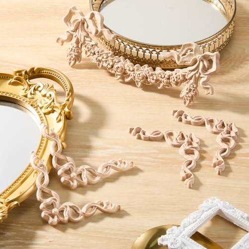 Yalikop 5 Pcs Wood Appliques and Onlay for Furniture,Small Size, Bow - color: Bow, size: Small Size