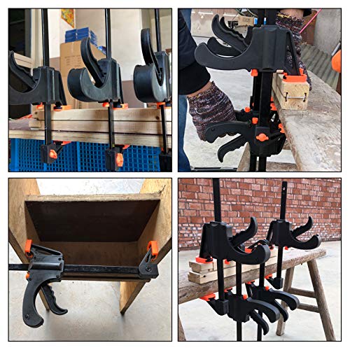 4 Inch Bar Clamps for Woodworking, 8 Pack Quick Grip Clamps Trigger Clamp One Handed Ratchet Clamp, Mini Small Bar Clamp for Craft