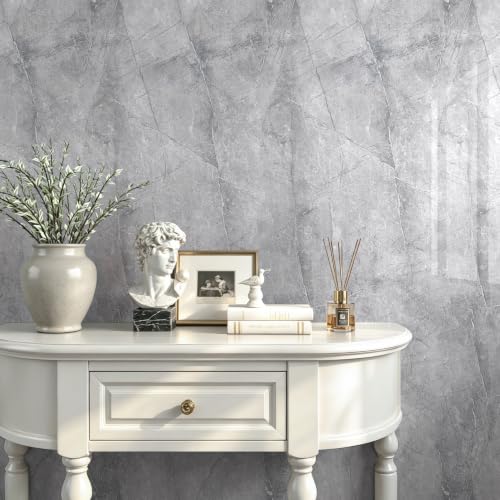 Livelynine Marble Granite Contact Paper for Countertops Waterproof Peel and Stick Counter Top Renter Friendly Wallpaper Kitchen Vinyl Wrap Self Adhesive White Grey Cabinets Desk Cover Panels 15.8x78.8 - color: Grey and White, size: 15.8" x 78.8"