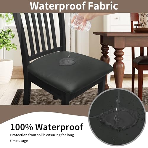 Easy-Going Waterproof PU Leather Seat Covers for Dining Room Chairs Set of 4, Dark Gray - color: Dark Gray