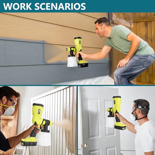 Adisipsoarin 18v Paint Sprayer High Speed for Ryobi 18v Battery, 2 Containers,Easy to Clean,for House Painting,Furniture(Batteries not Included) - color: For Ryobi Battery