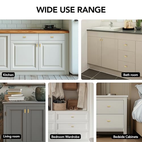 10 Pack Brushed Brass Cabinet Knobs 2 In, Gold Square Bar Hardware - color: Brushed Brass&square Bar