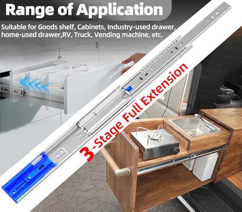 22 Inch 200lbs Soft Close Heavy Duty Drawer Slides, Side Mount Rails Full Extension Ball Bearing Cabinet Tool Box Runners Tracks Glides (1 Pair, with M4 Screws) - size: 22 Inch, style: 200LB/W:51mm(soft close)
