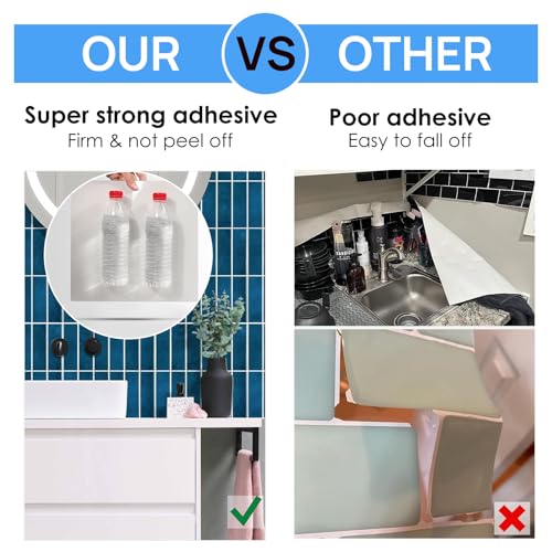 Peel and Stick Tile,New Upgrade Thicker Design Self Adhesive 12" x 12" Large Premium Peel and Stick Backsplash for Kitchen (Dark Blue). - color: Dark Blue