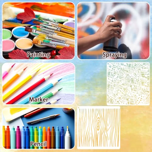 16Pcs Stencils for Crafts Reusable Geometric Abstract Stencils for Painting