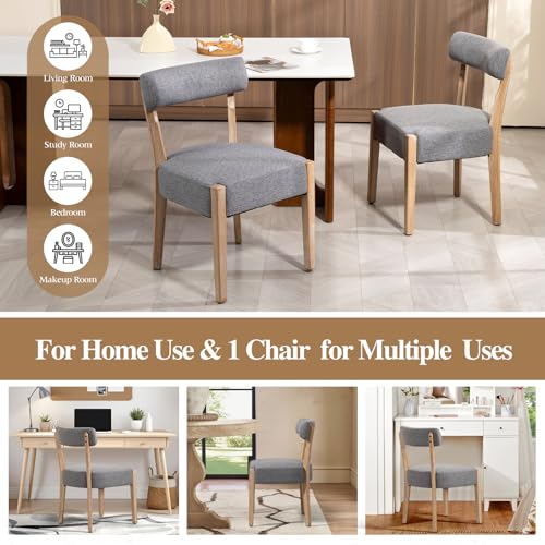 ZJhome Dining Chairs Set of 4,Mid Century Modern Dining Chair Set - Linen Upholstered Low Back Kitchen & Dining Room Chairs with Woven Design,Grey Fabric - color: Grey Fabric, size: Set of 4