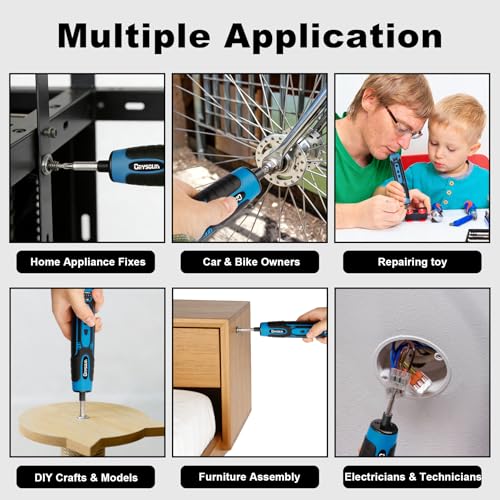 3.6V Cordless Screwdriver Set, Electric Screwdriver with 24 in 1 Magnetic Bits, 3-10 N.m Torque for Electrician Tools & DIY,300RPM (Sky Blue)