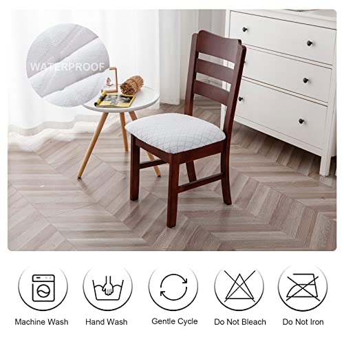 Genina Waterproof Seat Covers for Dining Room Chairs, Stretch Chair Covers Removable Washable Dinning Room Kitchen Chair Seat Cushion Slipcovers (Argyle-White, 6 PCS) - color: Argyle-white, size: 6 PCS