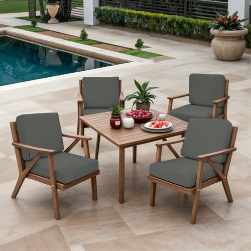 Favoyard Outdoor Deep Seat Cushion Set, 22 x 22 Inch, Dark Grey - color: Dark Grey, size: Seat 22x22 In + Back 22x18.5 In