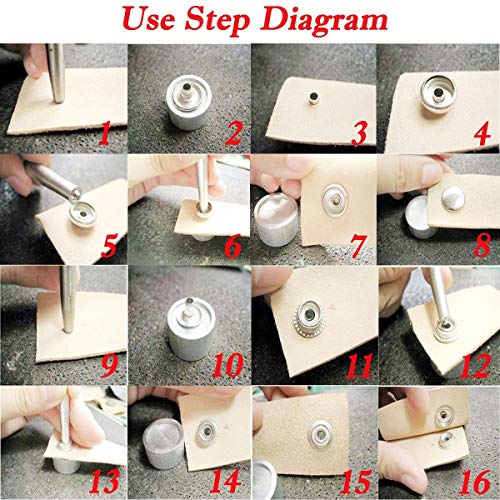 72pcs 15MM Stainless Steel Fastener Snap Press Stud Button for Marine Boat Canvas with Punching Set Tool Kit Gunmetal Black (4 Components, 18pcs for Each) - color: Gunmetal Black