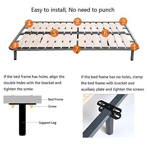 4Pcs Adjustable Height Center Support Leg for Bed Frame, Steel Bed Frame or Wooden Bed Center Slat Support Leg, Sofa Furniture Cabinet Feet (Grey, Height:7.8 to 10.6 inches)