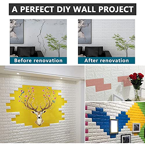 3D Wall Panels Peel and Stick, 14.5 Sq Ft Coverage, Faux Brick Pink - color: Pink, size: 14.5 Sq Ft Coverage