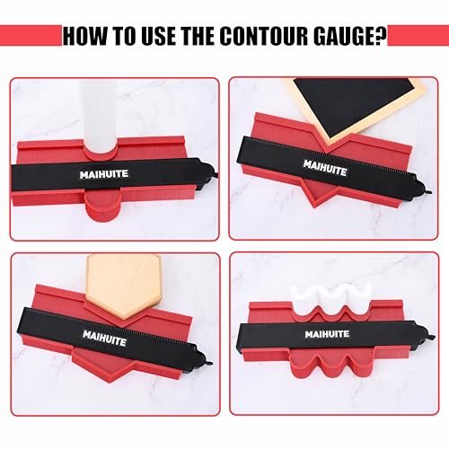 10" Contour Duplication Gauge,Adjustable Lock ,Precisely Copy Irregular Shape ,Irregular Welding Woodworking Tracing , Must Have Tool for DIY Handyman, Construction 10 Inch,(RED)